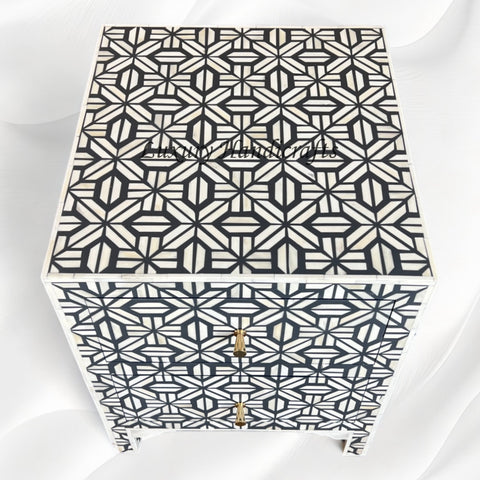 Hope Bone Inlay 2 Drawer Large Bedside Dark Grey 2