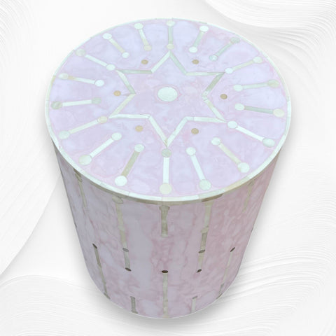 Dot Bone Inlay Round Side Table Lavender