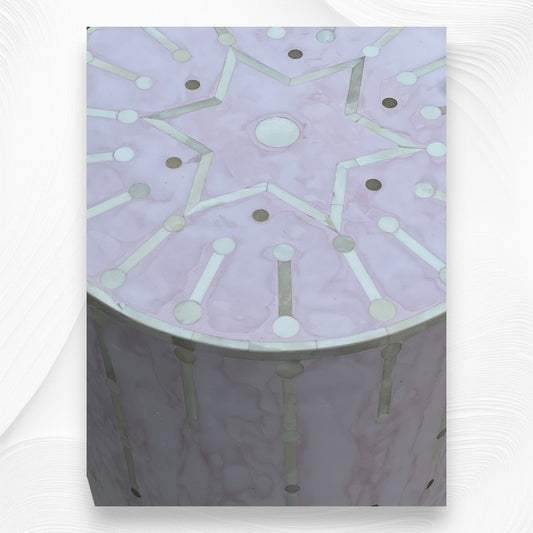 Dot Bone Inlay Round Side Table Lavender Ready