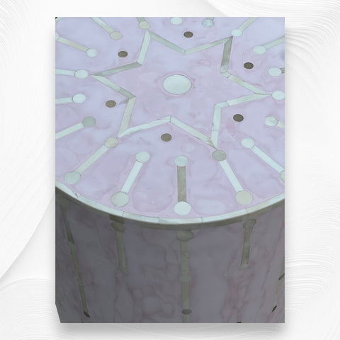 Dot Bone Inlay Round Side Table Lavender