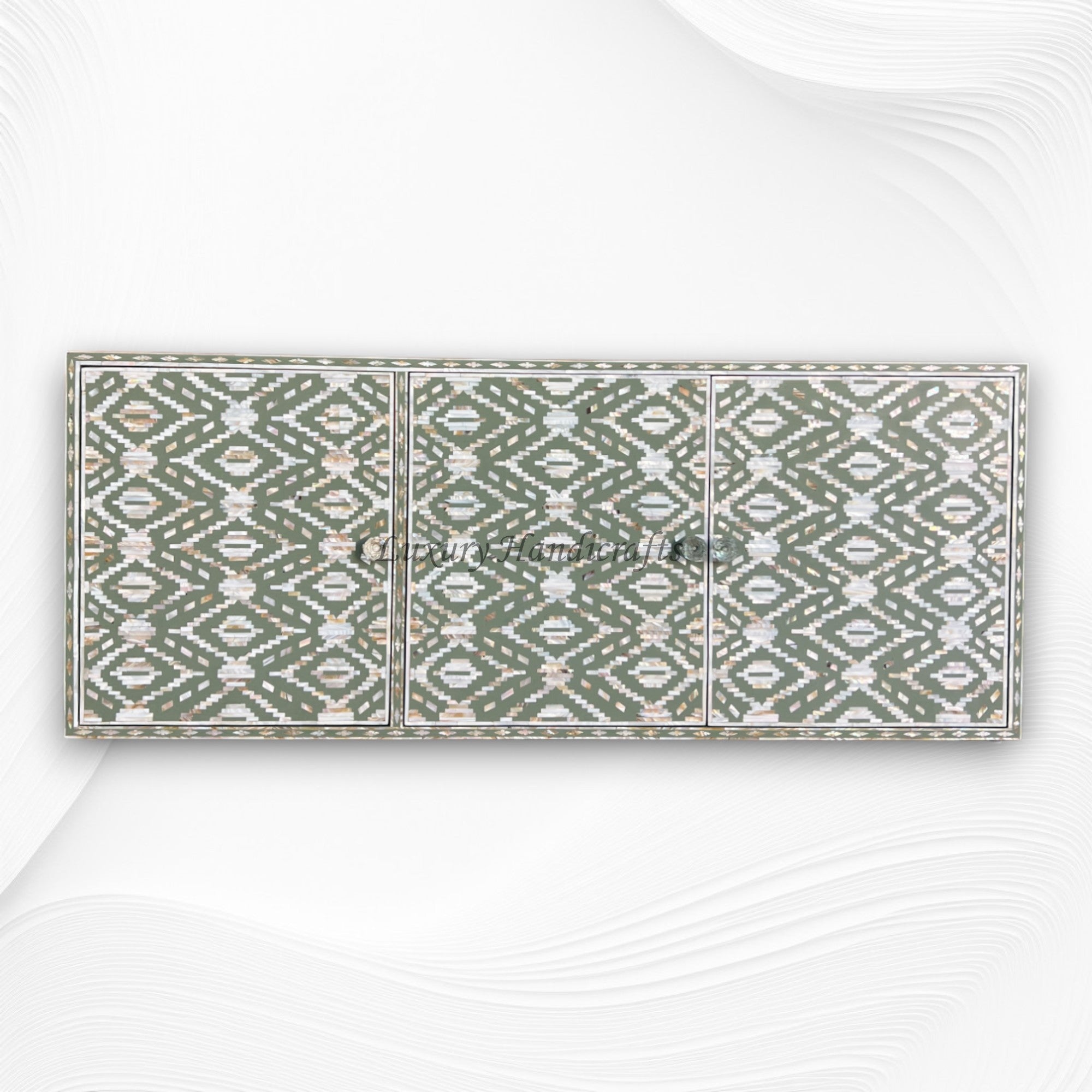 Ikat Design MOP Inlay TV Unit Wall Mounted Pepper Leaf 6