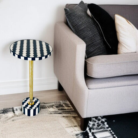 Hexa Inlay Side Table Blue