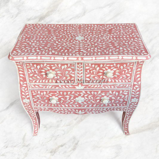 Lane Bone Inlay 3 Drawer Chest Peach