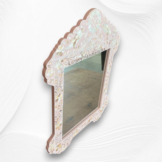 Light Pink Mother Of Pearl Inlaid Parrot Mirror 2