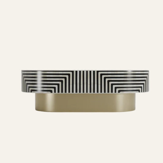 Linear Oval Inlay Coffee Table