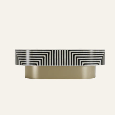 Linear Oval Inlay Coffee Table