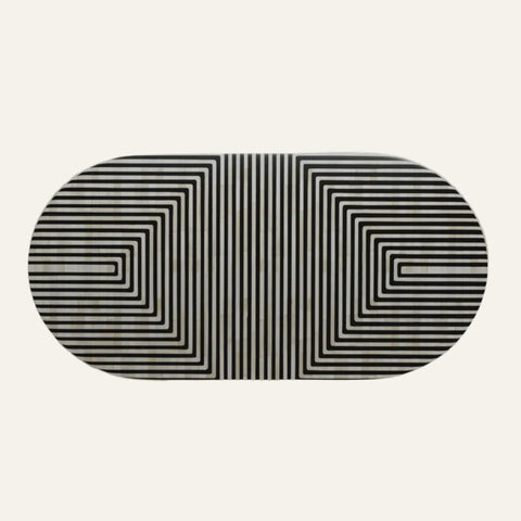 Linear Oval Inlay Coffee Table