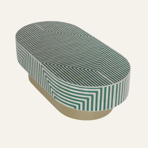Linear Oval Inlay Coffee Table