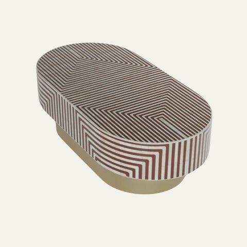 Linear Oval Inlay Coffee Table