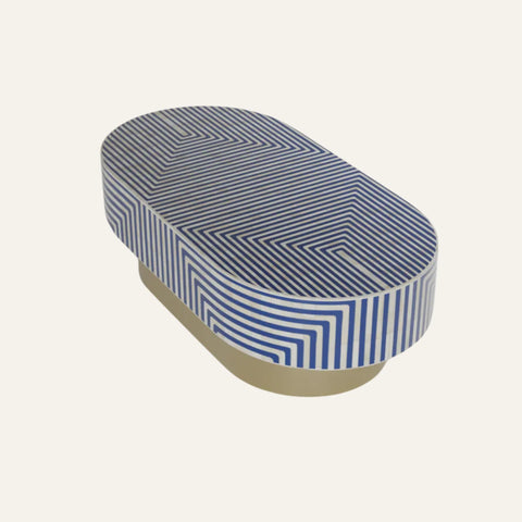 Linear Oval Inlay Coffee Table