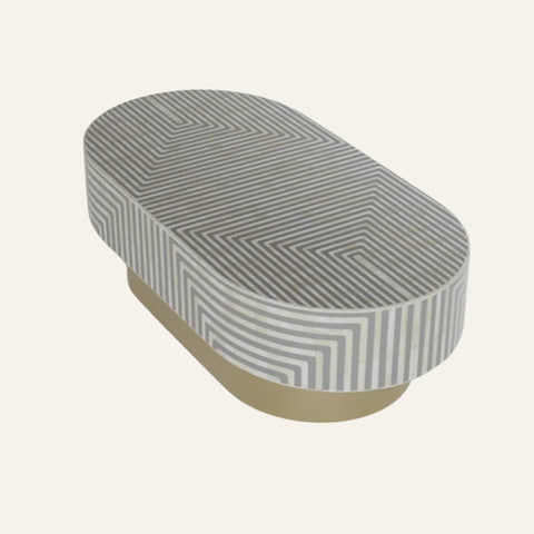 Linear Oval Inlay Coffee Table