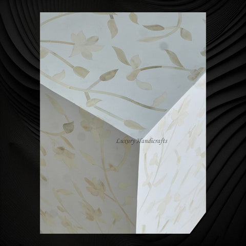 Lola Bone Inlay Square Side Table White 4