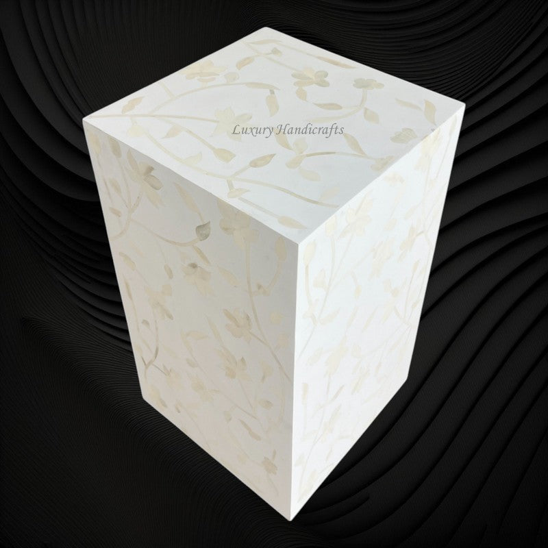 Lola Bone Inlay Square Side Table White 2