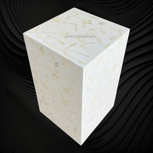 Lola Bone Inlay Square Side Table White 2