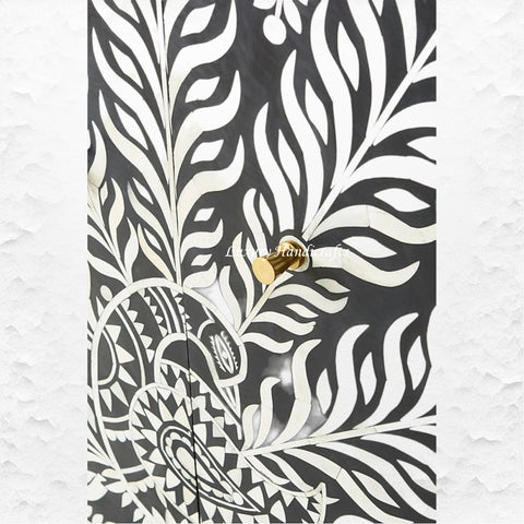 Lucienne Bone Inlay Bar Cabinet Peacock Black