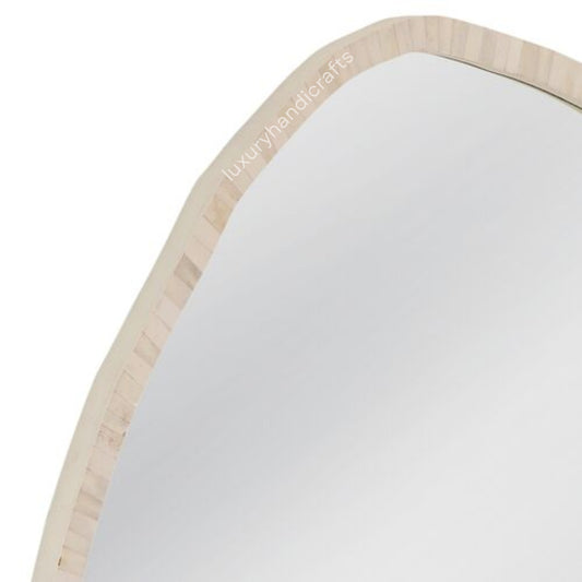 Mirror with a wooden frame on a white background, featuring the brand 'luxuryhandicrafts'.