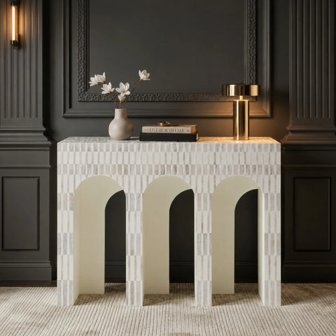 Luna Mother of Pearl Inlay Arch Console