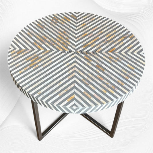 MOP Inlay Coffee Table Diamond Stripe Grey 2