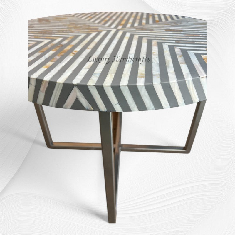 MOP Inlay Coffee Table Diamond Stripe Grey 3