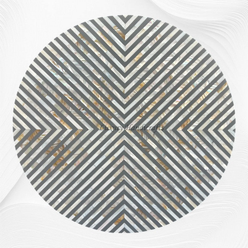 MOP Inlay Coffee Table Diamond Stripe Grey 5