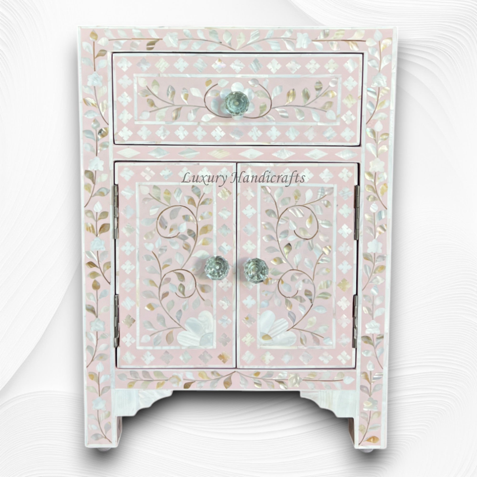 MOP 1 Drawer 2 Door Bedside Table Light Pink 7
