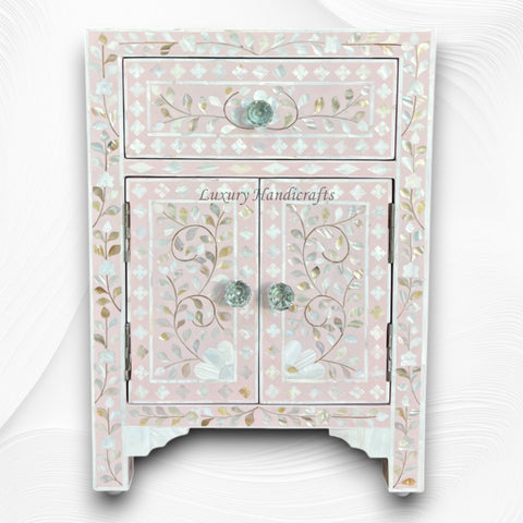 MOP 1 Drawer 2 Door Bedside Table Light Pink 7