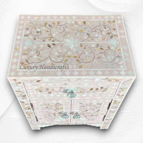 MOP 1 Drawer 2 Door Bedside Table Light Pink 6