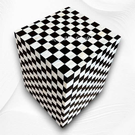 MOP Inlay Checkerboard Bedside Black 1