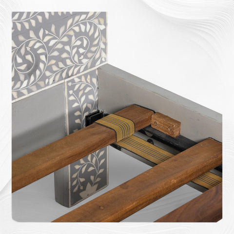 Maharaja Bone Inlay Bed Grey