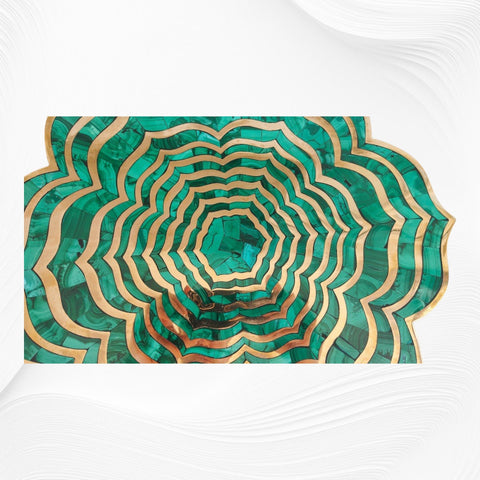 Malachite Flower Accent Table In Brass 1