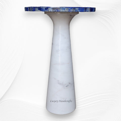 Miami Round Marble Accent Table with Lapis Lazuli Top 2