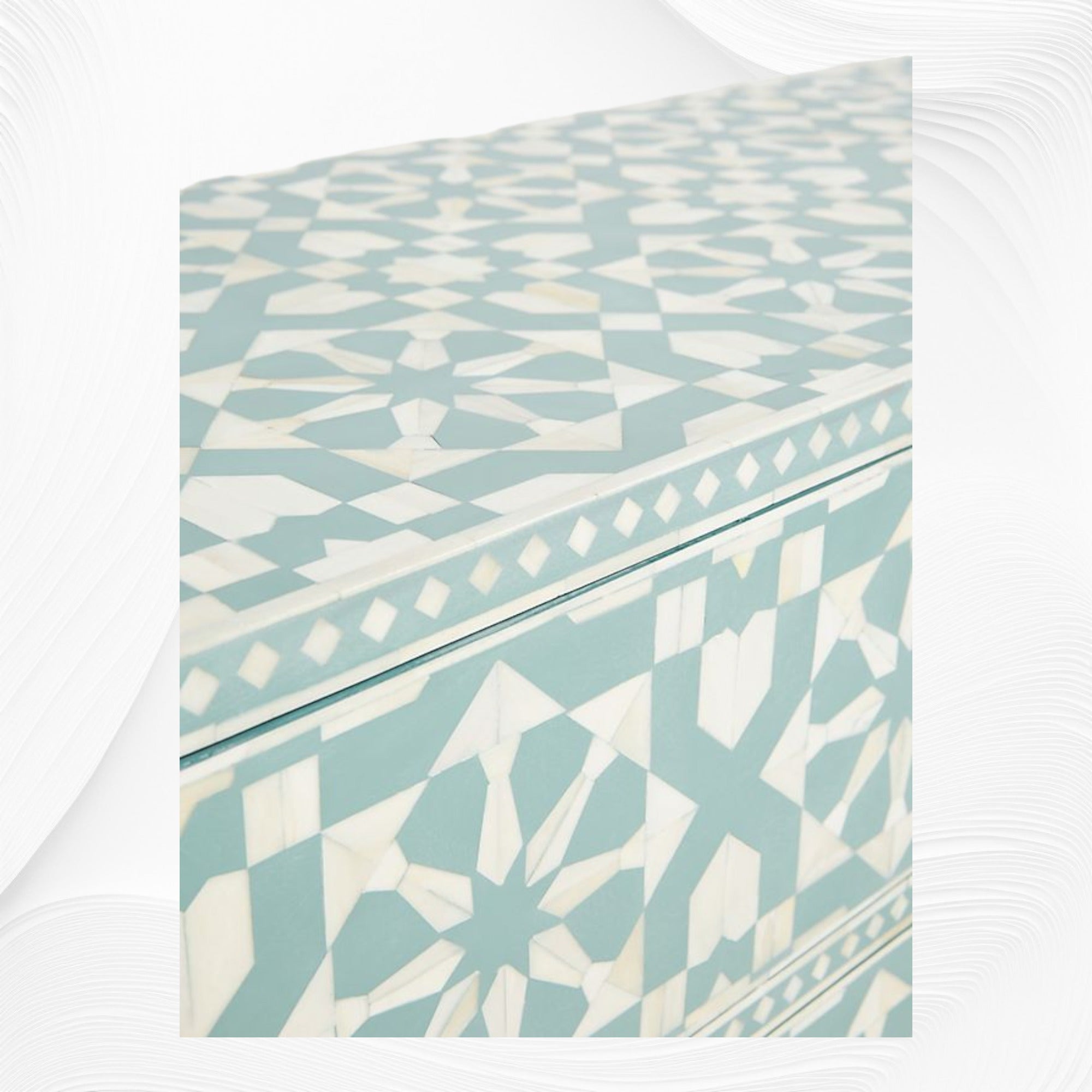 Bone Inlay Moroccan 9 Drawer Chest Green 5