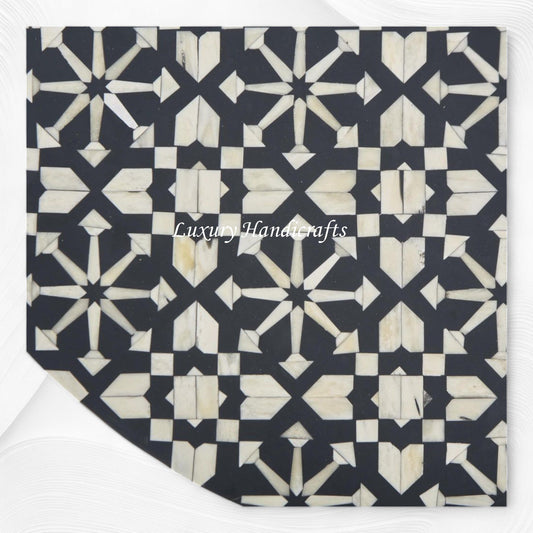 Moroccan Bone Inlay Round Center Table Black 2