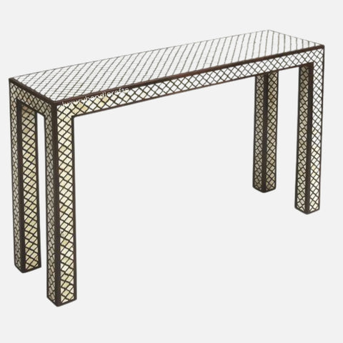 Wrought iron console table on a white background