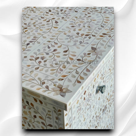 White Mother Of Pearl Inlay sideboard 10 Drawers 4