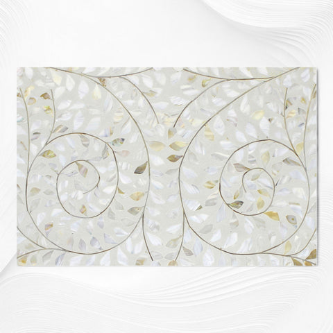 Mother Of Pearl Inlay Floral 3 Drawer Bedside Ivory