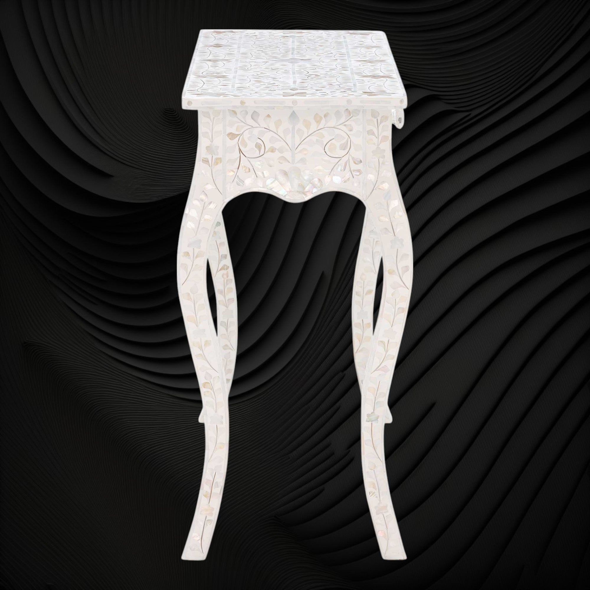 Mother Of Pearl Inlay 1 Drawer French Style Console White 3