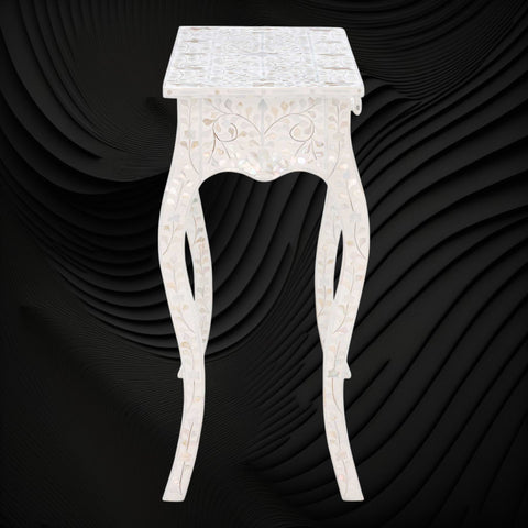 Mother Of Pearl Inlay 1 Drawer French Style Console White 3