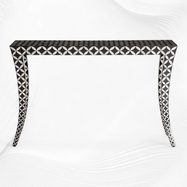 Mother Of Pearl Curved Leg Console Geometric Black 2