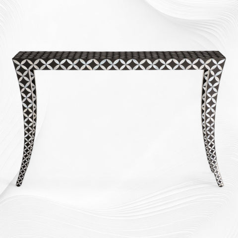Mother Of Pearl Curved Leg Console Geometric Black 2
