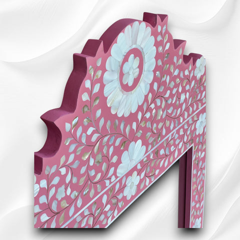 Pink Mother Of Pearl Inlay Floral Circle Mirror2