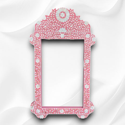 Pink Mother Of Pearl Inlay Floral Circle Mirror 3