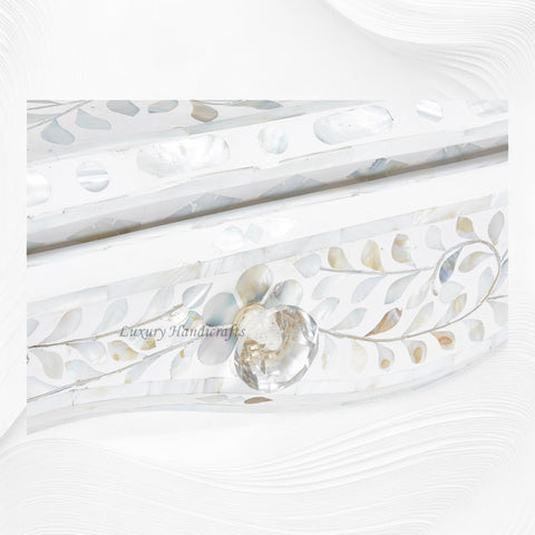 Mother Of Pearl Inlay Long Curved Leg Desk White 4