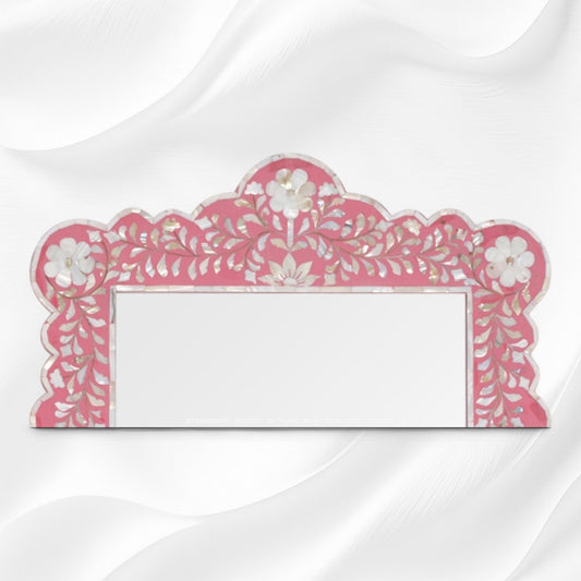 Mother Of Pearl Inlay Scalloped Mirror Pink 1