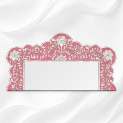 Mother Of Pearl Inlay Scalloped Mirror Pink 1