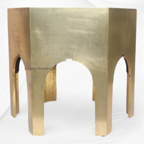 Naomi Brass Embossed Octagonal Large Side Table 1