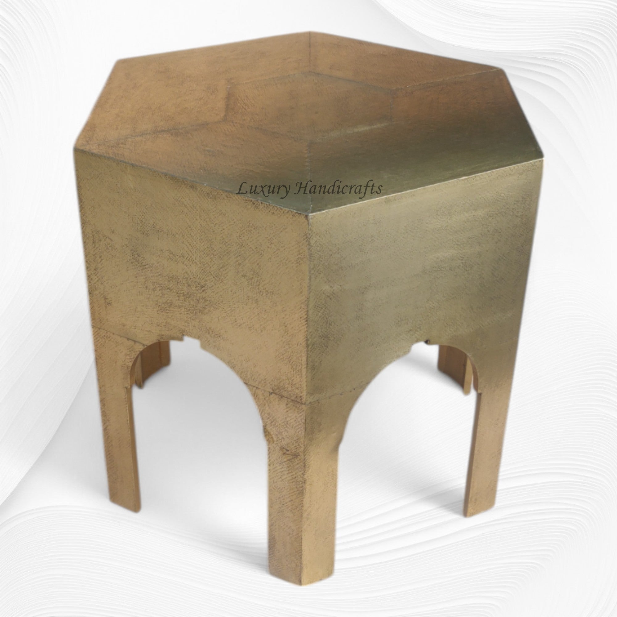 Naomi Brass Embossed Octagonal Large Side Table 3