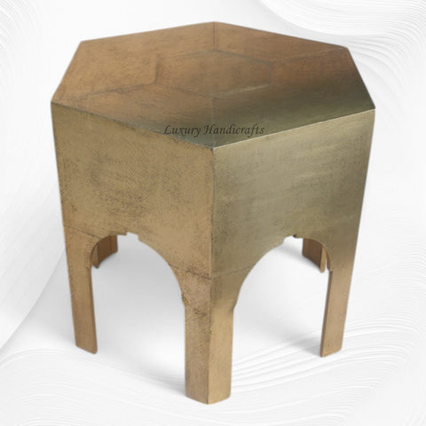 Naomi Brass Embossed Octagonal Large Side Table 3
