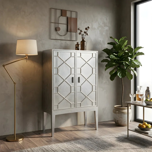 Chatham Hollywood Regency Nickel Bar Cabinet