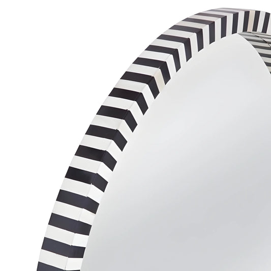 Close-up of a black and white striped paper plate on a white background